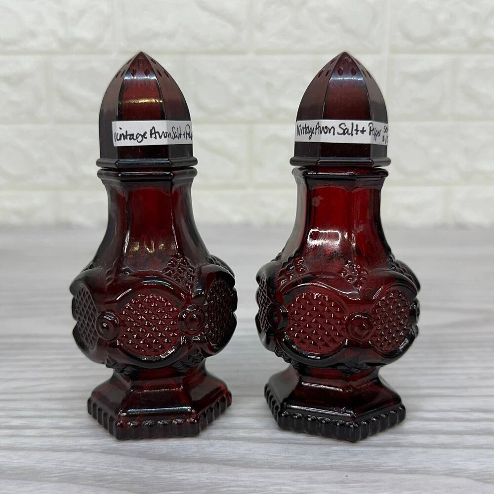 Vintage 1876 Avon Cape Cod Collection Salt Shaker Topaze & Charisma Cologne Pair